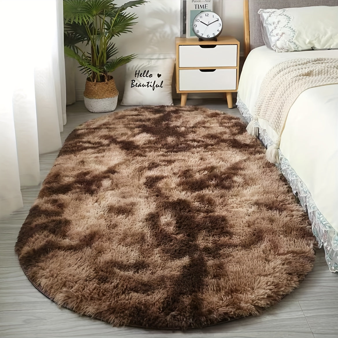 Tapis ovale moelleux – tapis doux et élégant pour la décoration de la chambre et du salon