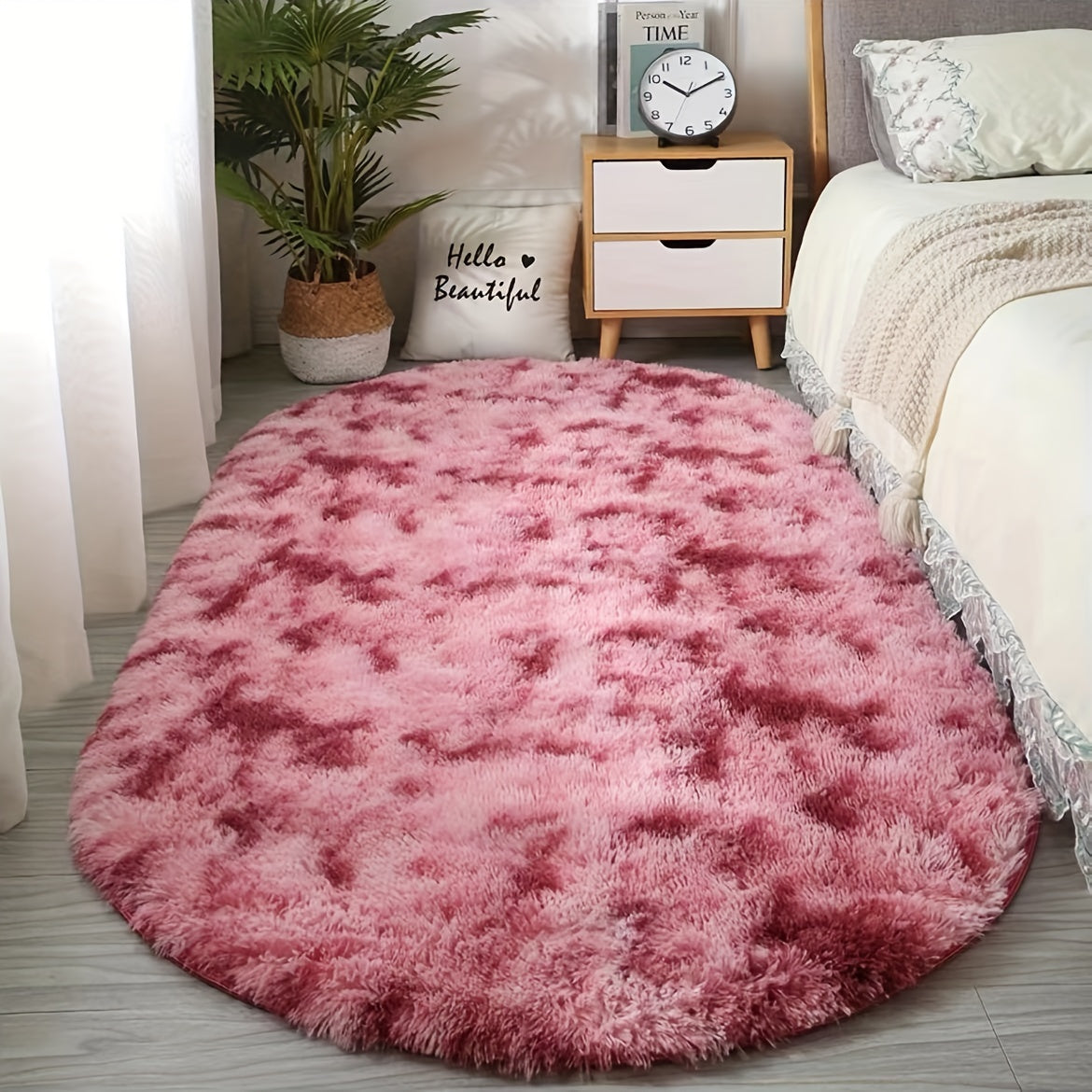 Tapis ovale moelleux – tapis doux et élégant pour la décoration de la chambre et du salon