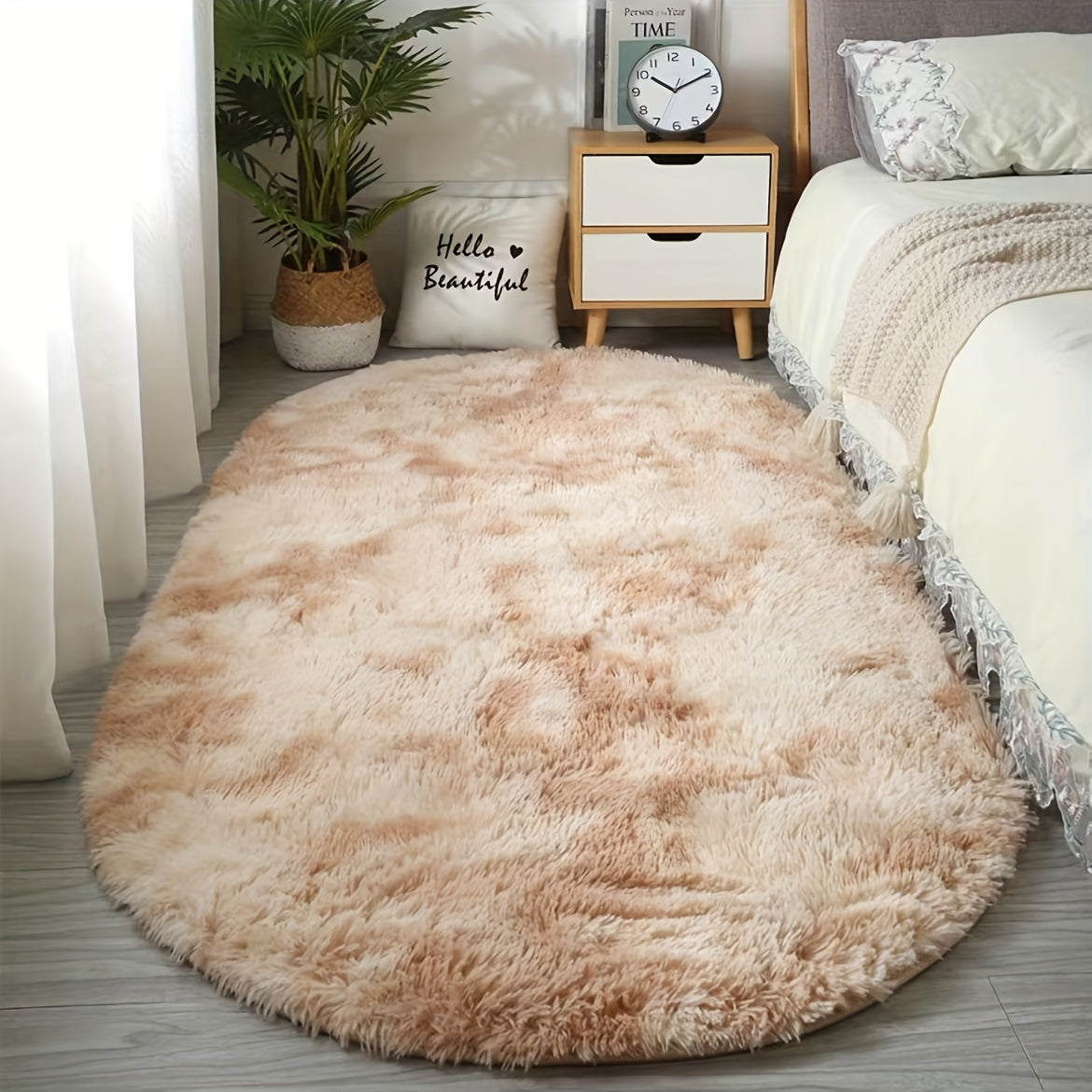 Tapis ovale moelleux – tapis doux et élégant pour la décoration de la chambre et du salon