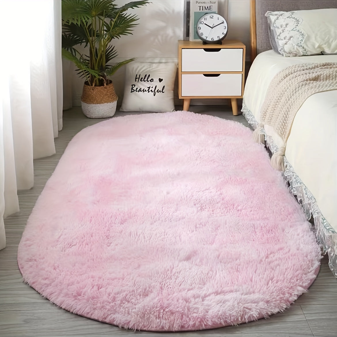 Tapis ovale moelleux – tapis doux et élégant pour la décoration de la chambre et du salon