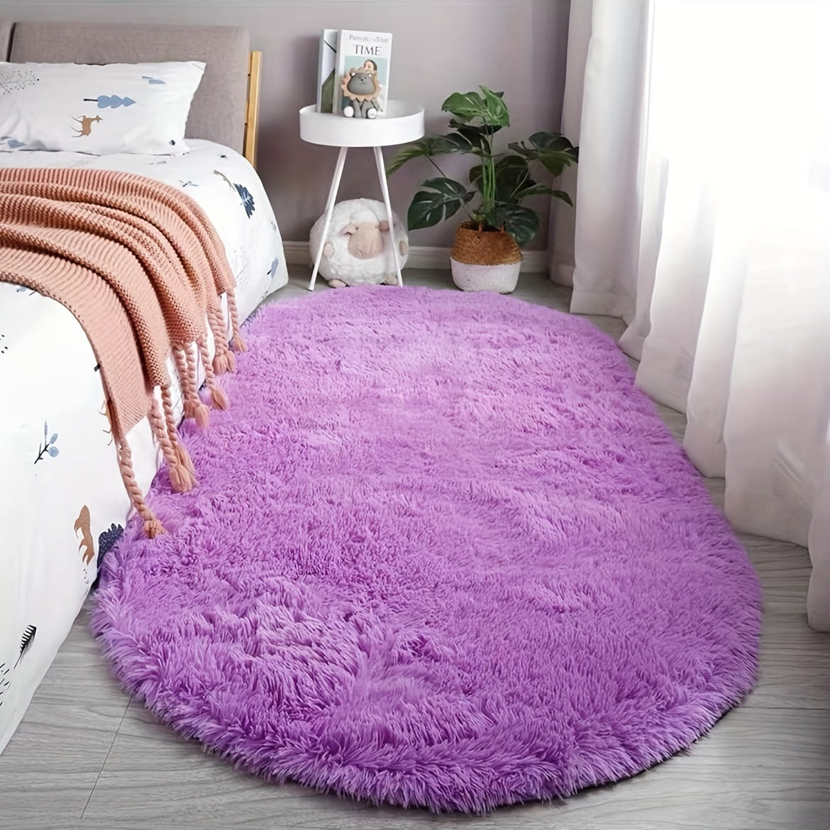 Tapis ovale moelleux – tapis doux et élégant pour la décoration de la chambre et du salon