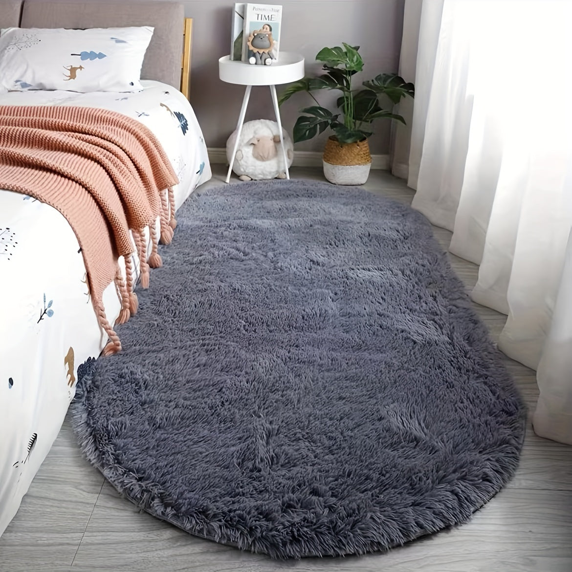 Tapis ovale moelleux – tapis doux et élégant pour la décoration de la chambre et du salon