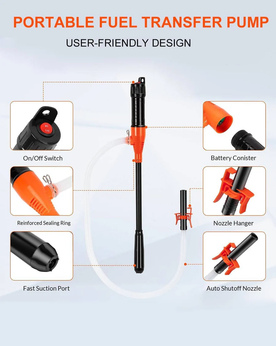 Portable Battery-Powered Electric Siphon Pump and Liquid Transfer Tool
