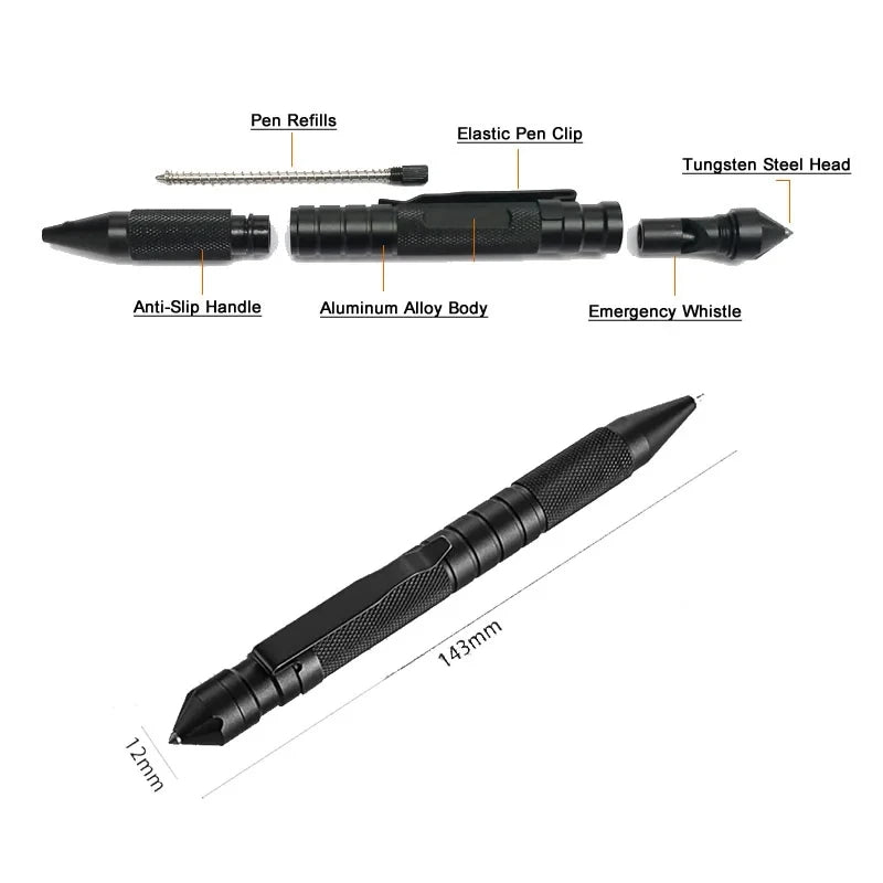 Stylo tactique militaire multifonction 3-en-1 portable