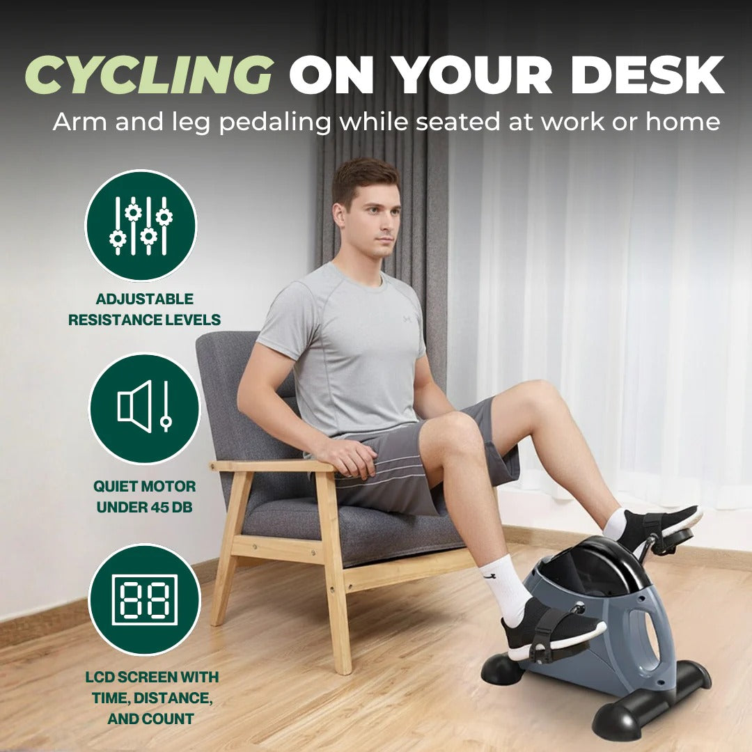 Portable Under-Desk Exercise Bike Pedal Trainer with Adjustable Resistance and LCD Display