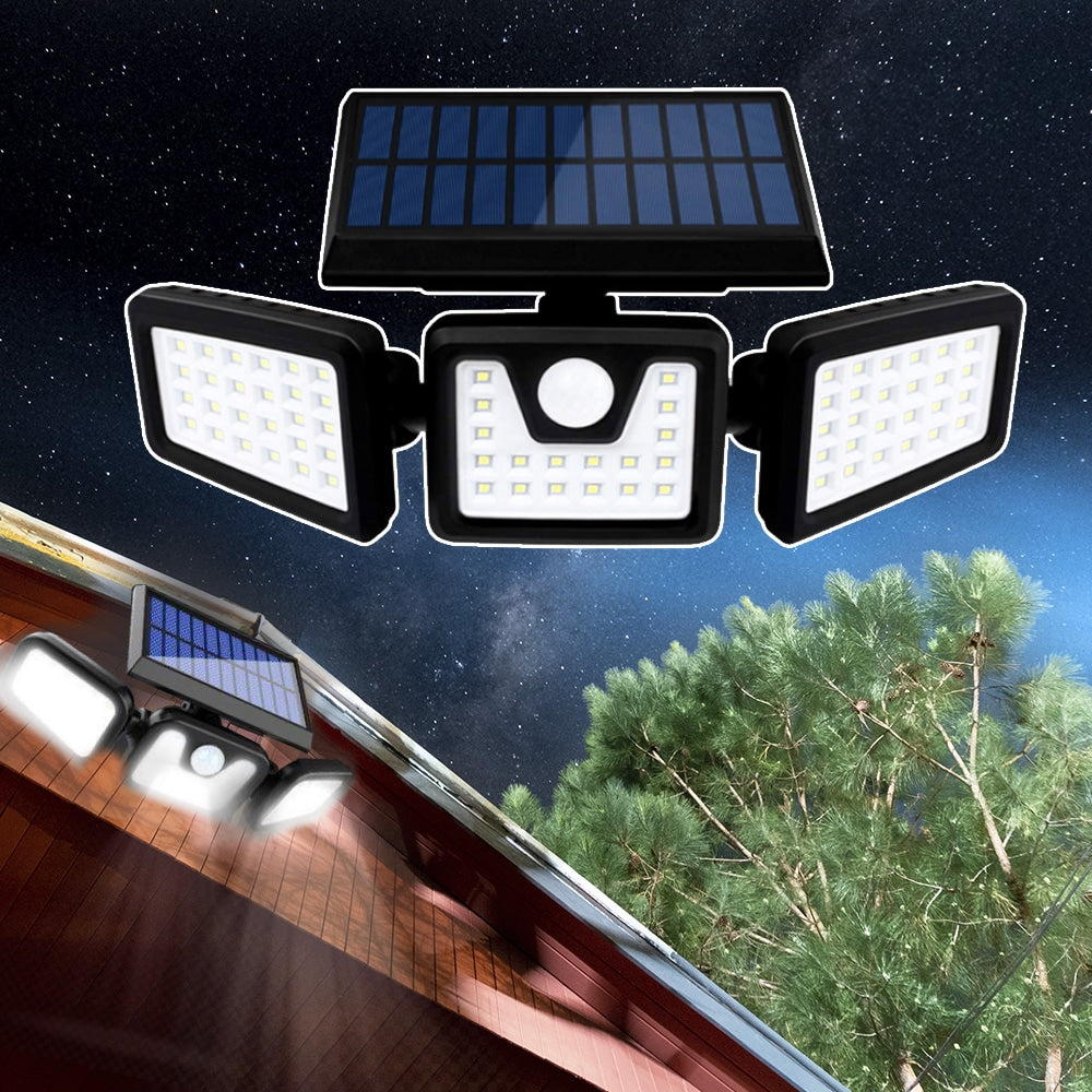 Powerful Solar LED Light with 3 Spotlights and Motion Sensor