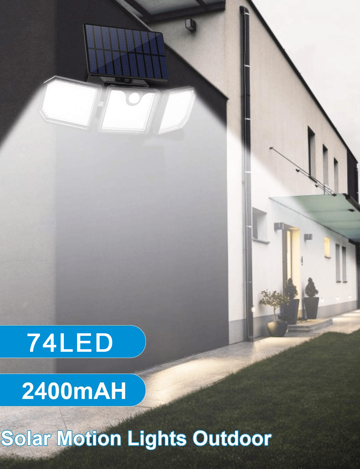 Powerful Solar LED Light with 3 Spotlights and Motion Sensor