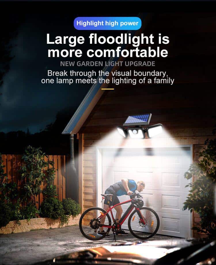 Powerful Solar LED Light with 3 Spotlights and Motion Sensor