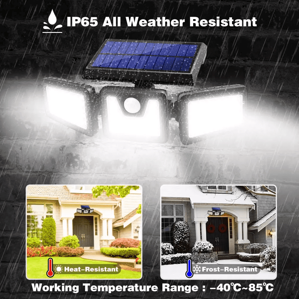 Powerful Solar LED Light with 3 Spotlights and Motion Sensor
