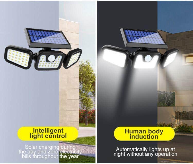 Powerful Solar LED Light with 3 Spotlights and Motion Sensor
