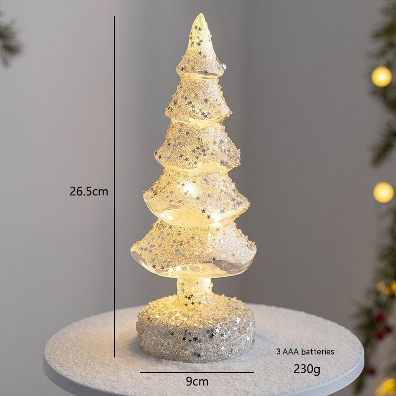Pre-Lit Glass-Look Tabletop Christmas Tree with LED Lights and Star Topper