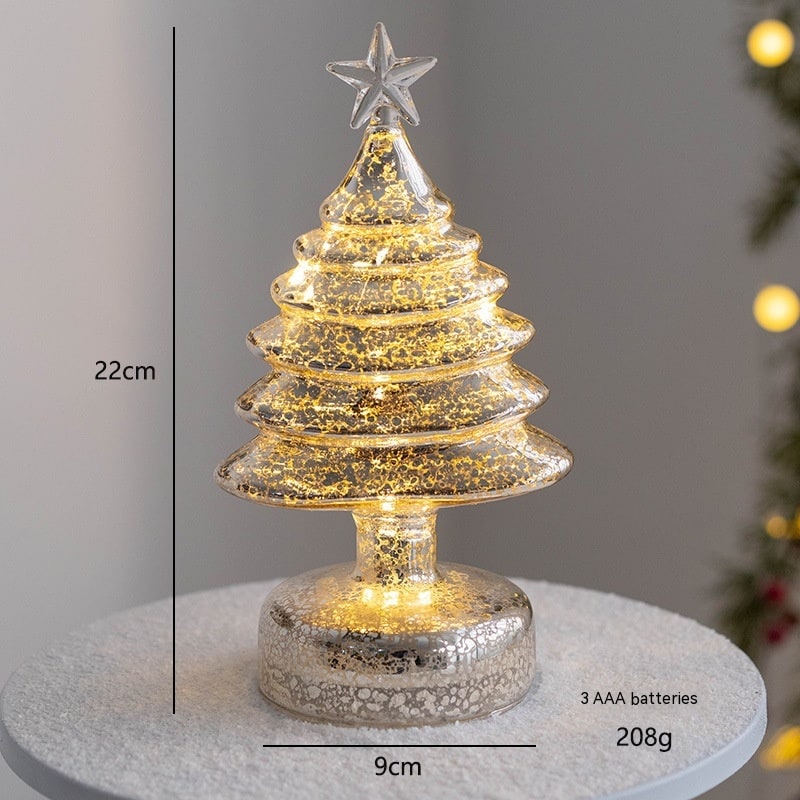 Pre-Lit Glass-Look Tabletop Christmas Tree with LED Lights and Star Topper