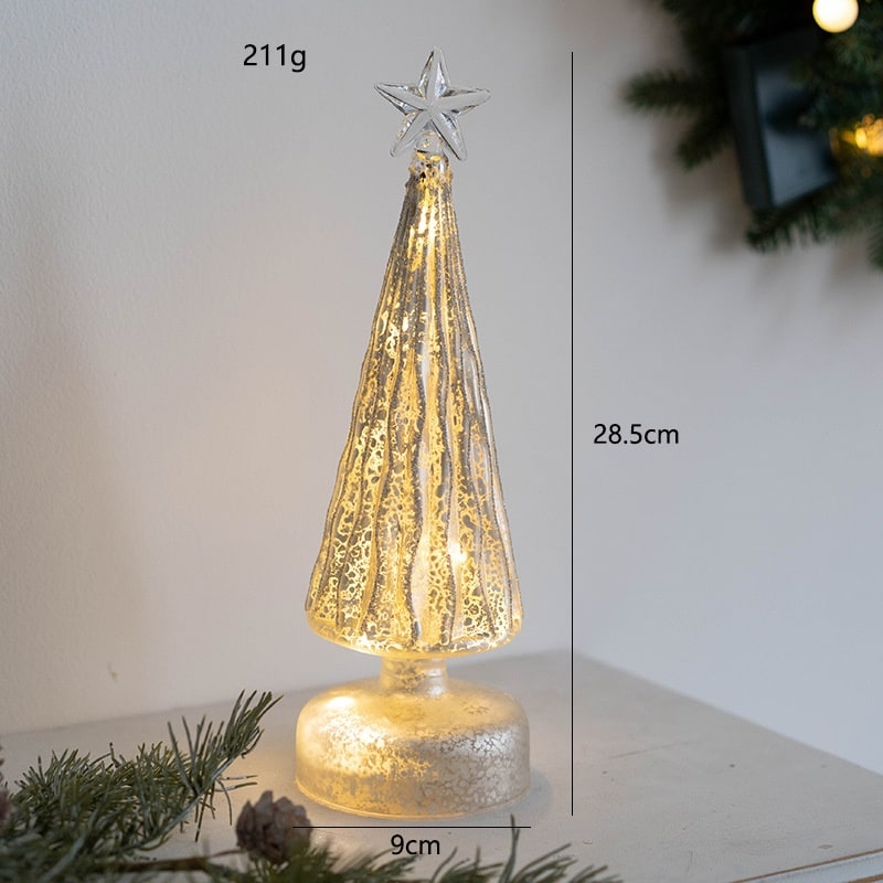 Pre-Lit Glass-Look Tabletop Christmas Tree with LED Lights and Star Topper