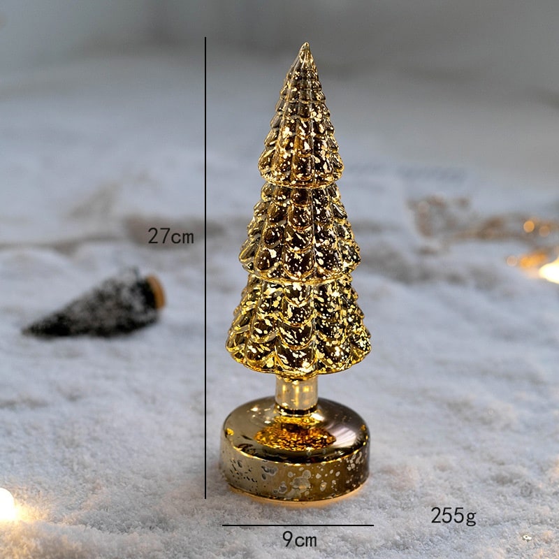 Pre-Lit Glass-Look Tabletop Christmas Tree with LED Lights and Star Topper