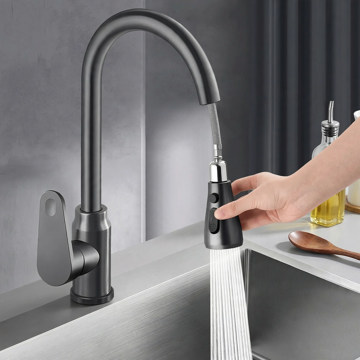 Pull-Out Kitchen Faucet with Ceramic Valve