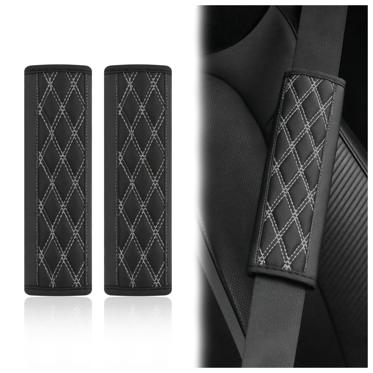 Quilted PU Leather Seat Belt Shoulder Pads