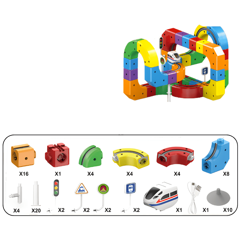 RAILBUILD – 3D Railway Construction Kit for Children with Rechargeable Locomotive