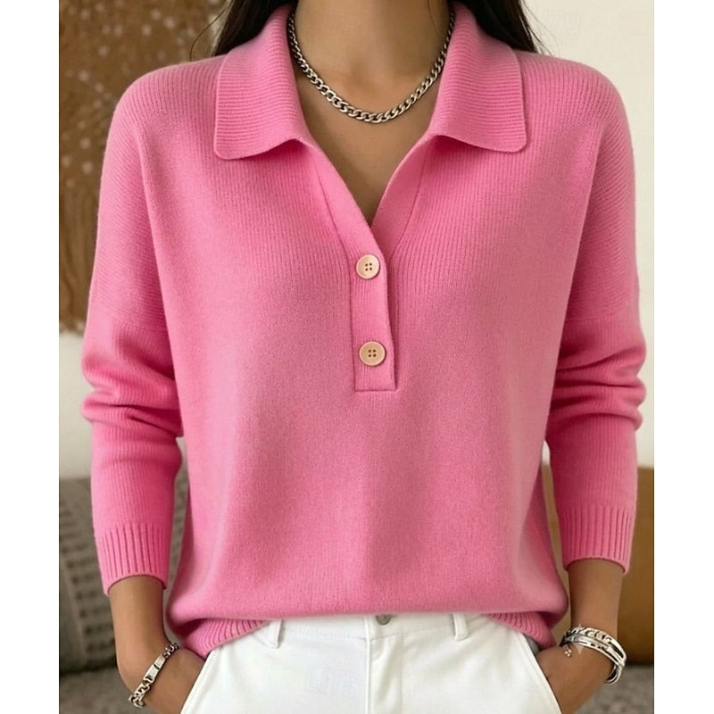Pull raffiné à col et à boutons