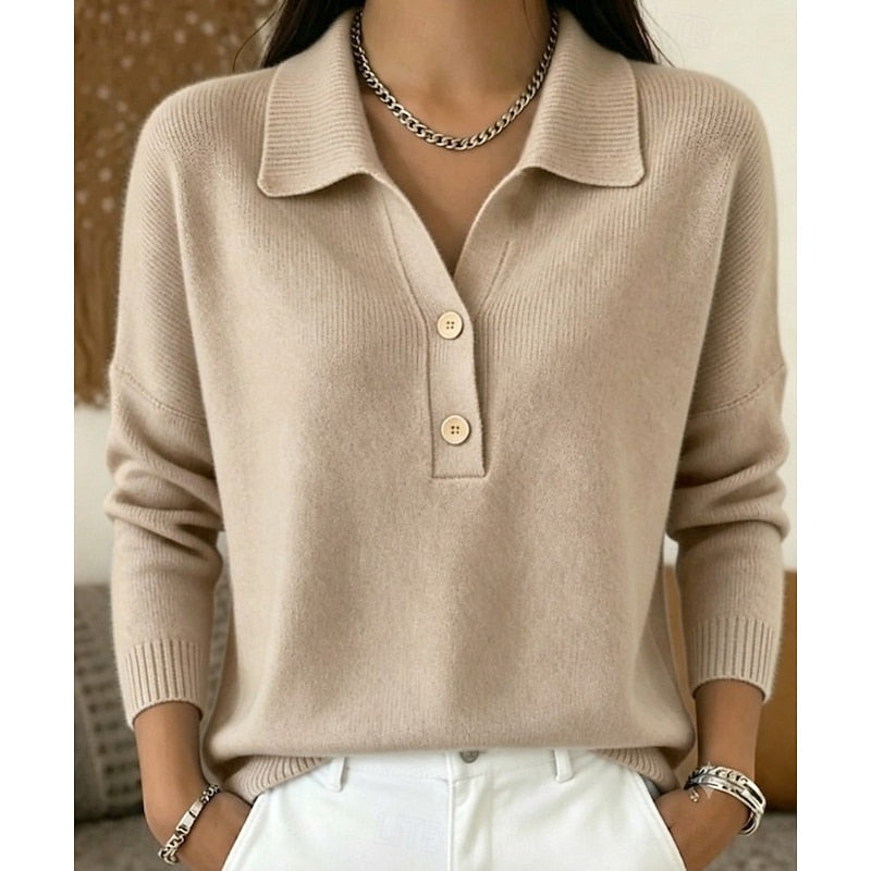 Pull raffiné à col et à boutons