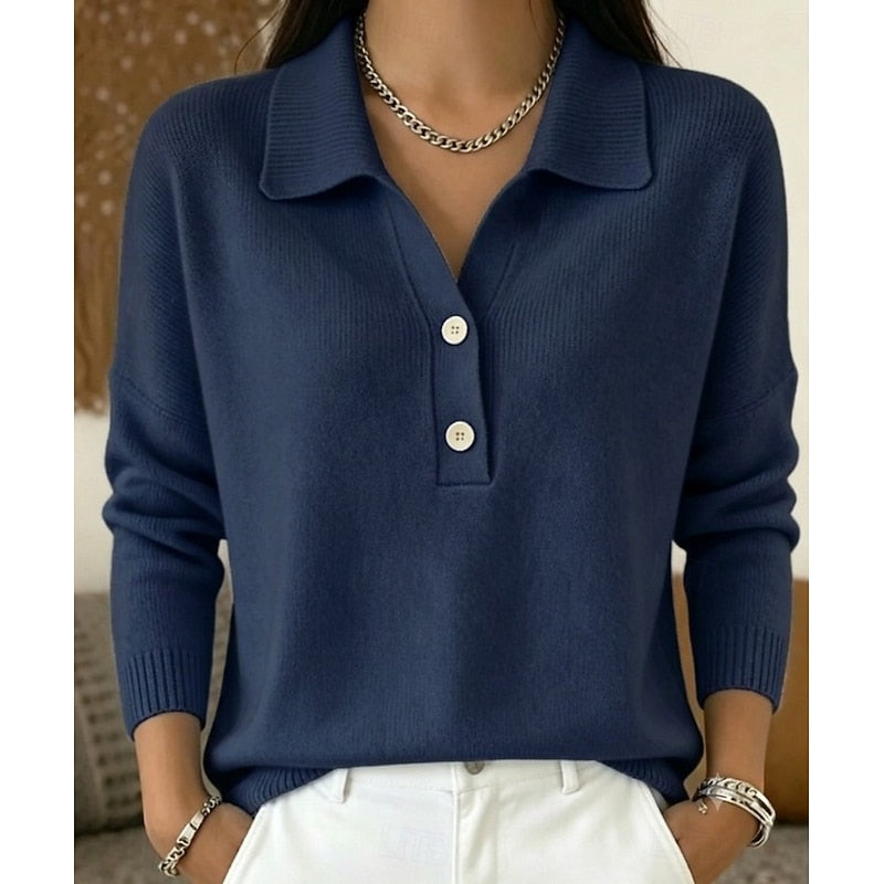 Pull raffiné à col et à boutons