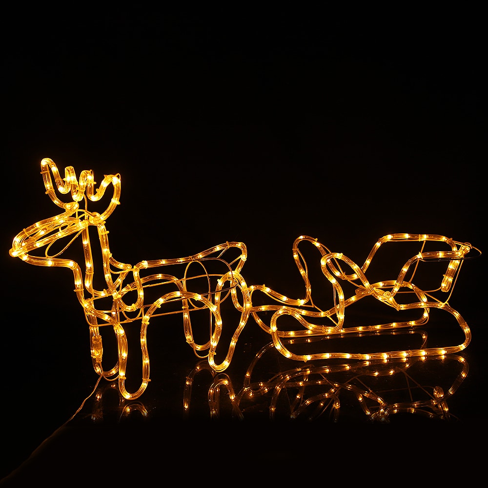 Renne et traîneau avec lumières à LED - 120 cm