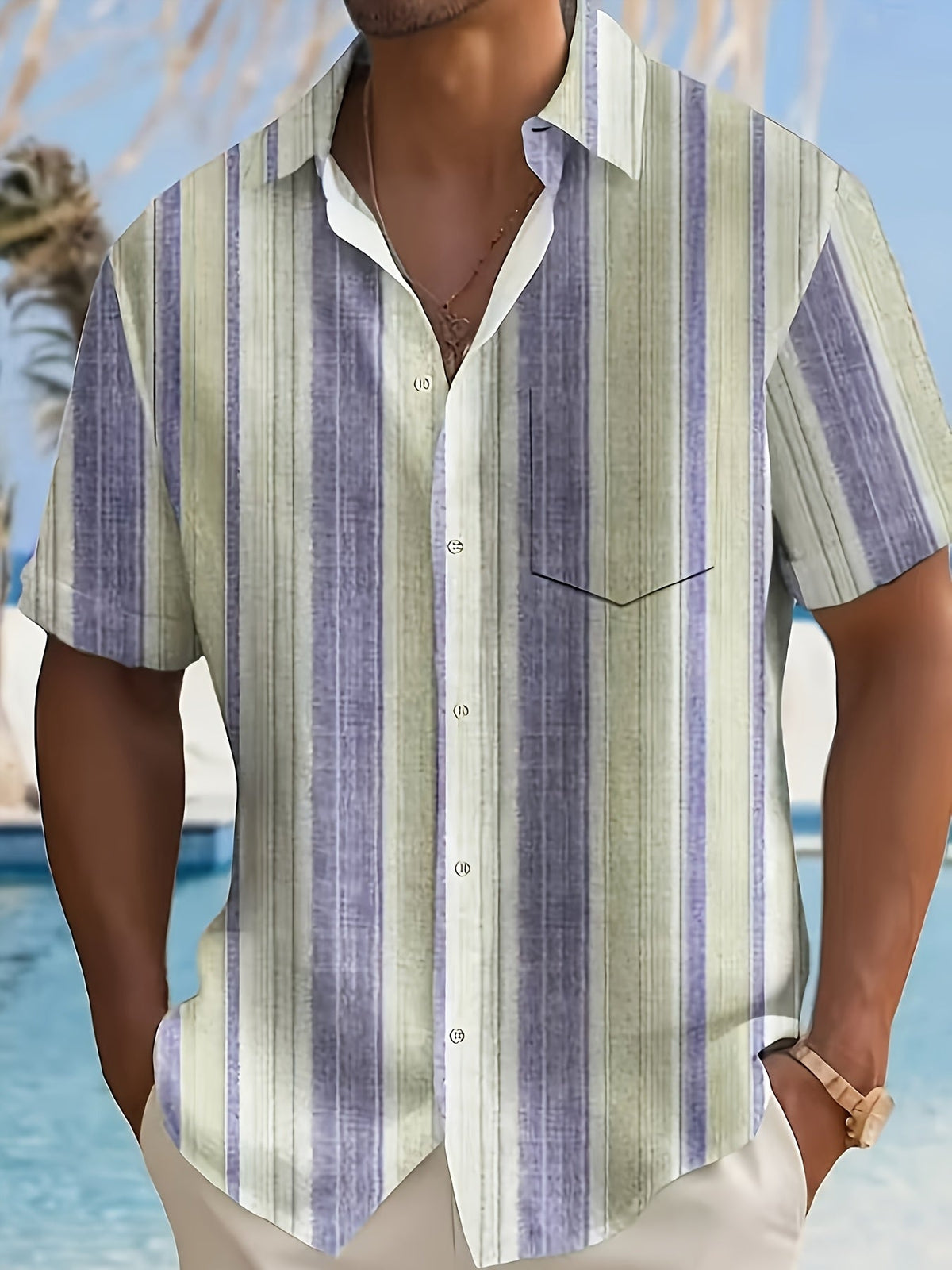 Chemise décontractée à manches courtes rayée