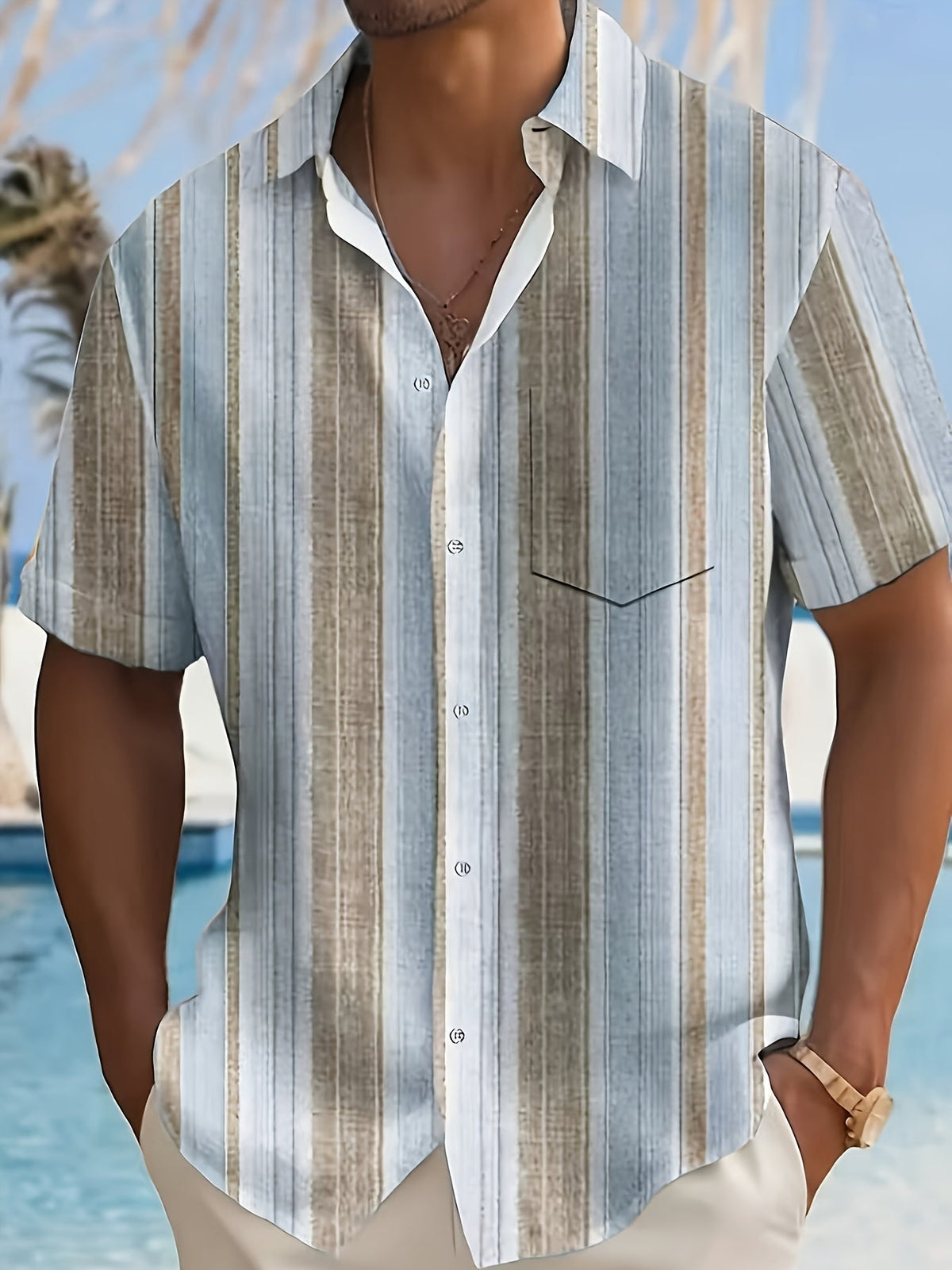 Chemise décontractée à manches courtes rayée