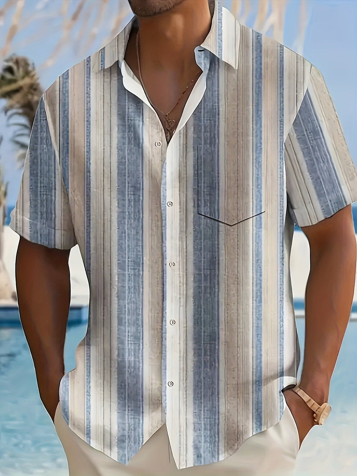 Chemise décontractée à manches courtes rayée