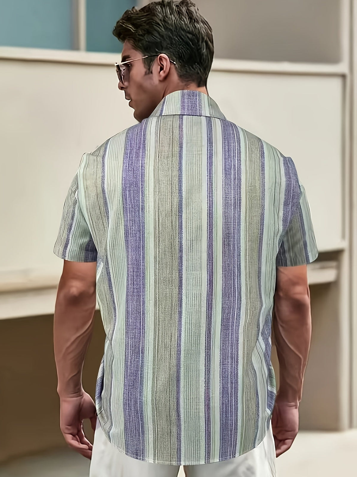 Chemise décontractée à manches courtes rayée