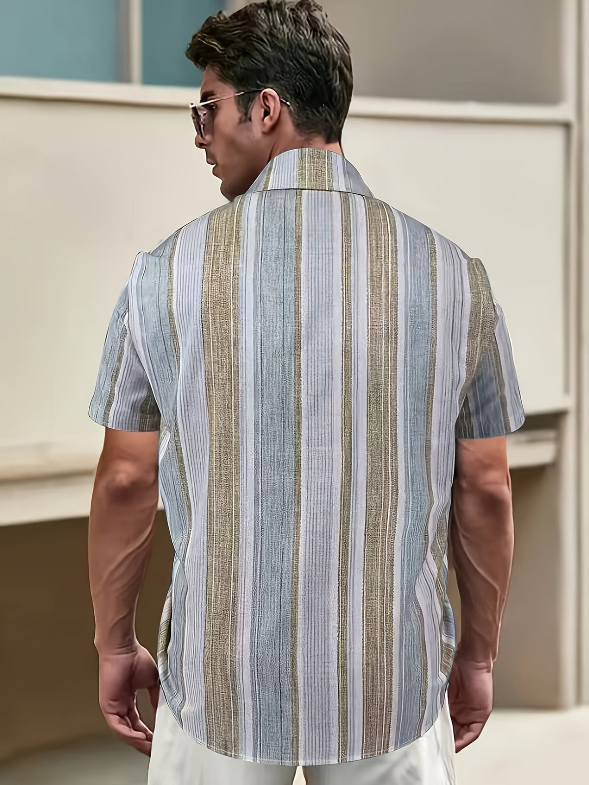 Chemise décontractée à manches courtes rayée