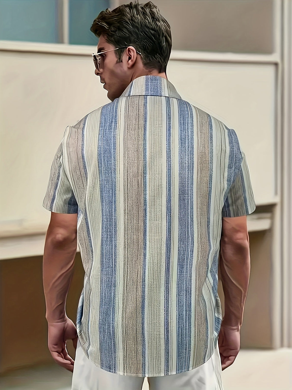 Chemise décontractée à manches courtes rayée