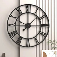 Reloj de Pared con Números Romanos de Metal - Estilo Retro