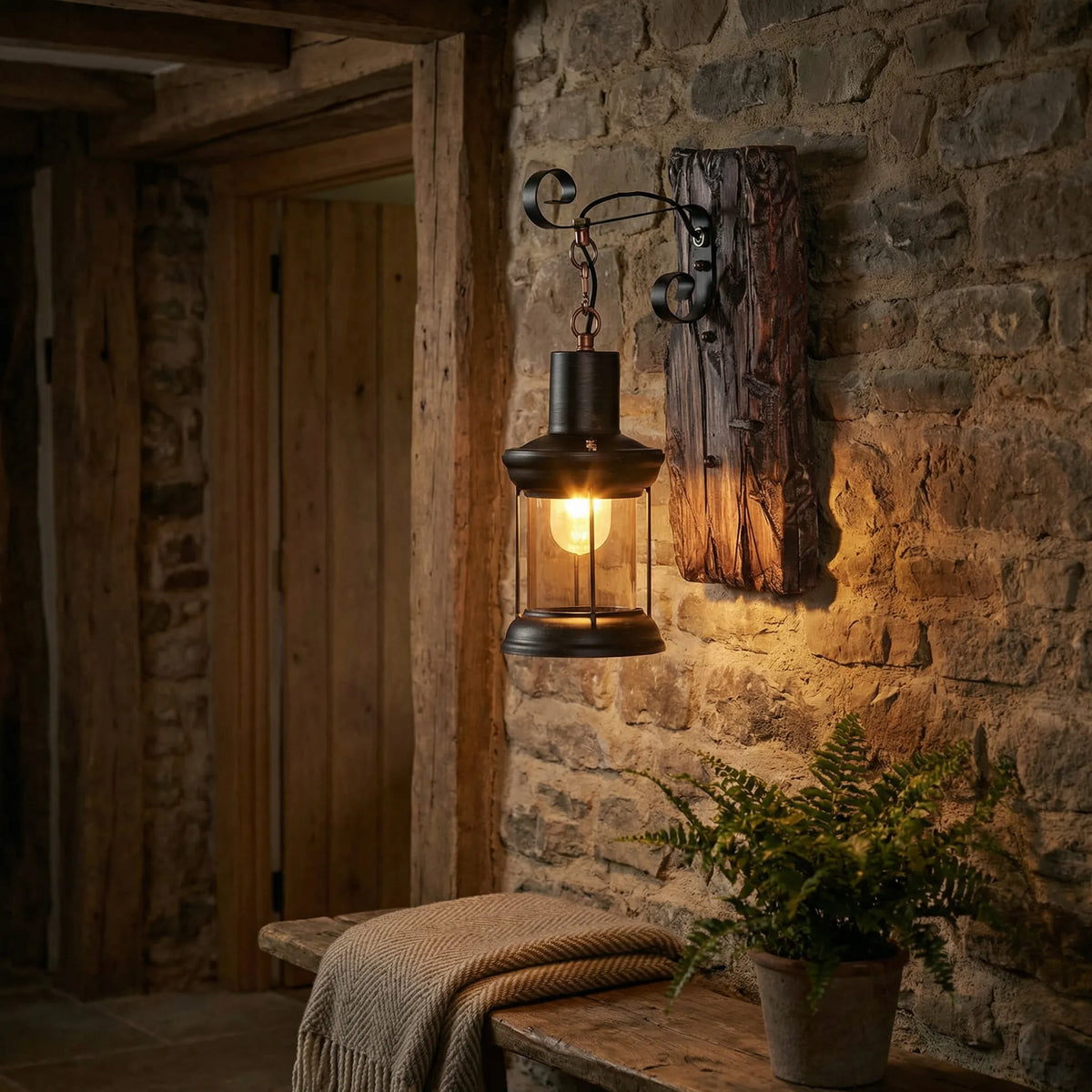 Applique murale cylindrique rustique