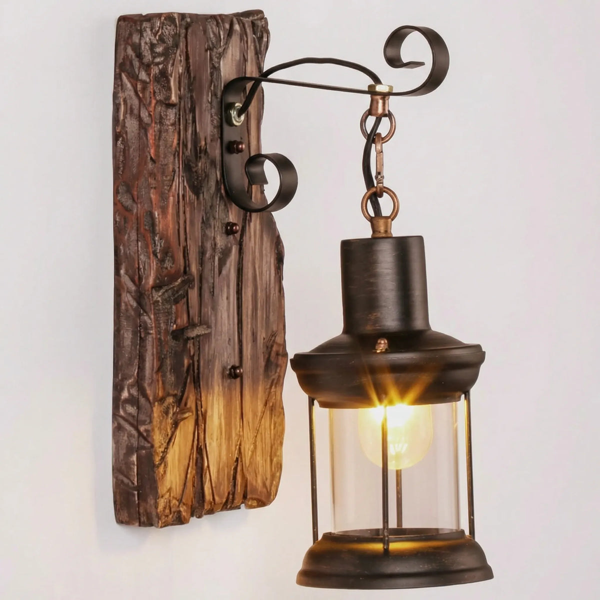 Applique murale cylindrique rustique