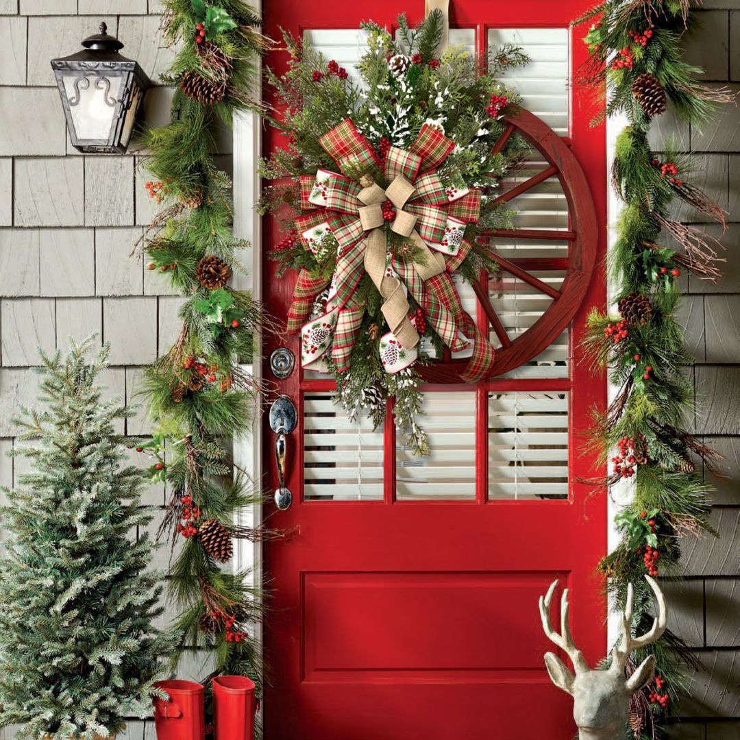 Couronne de Noël rustique de style champêtre