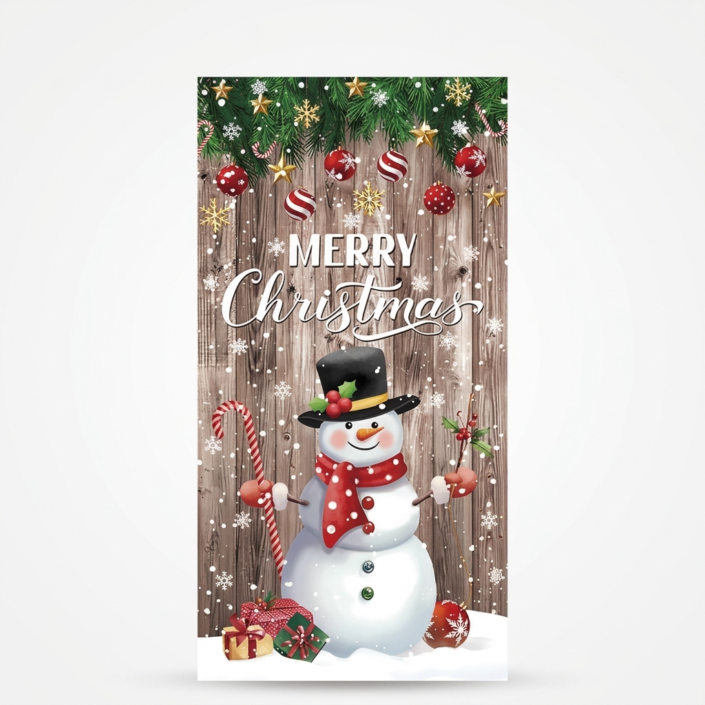Housse de porte de Noël avec le père Noël et des rennes