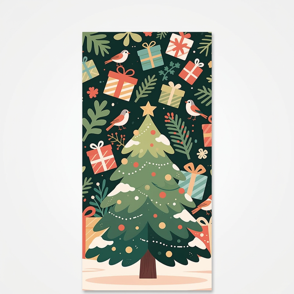 Housse de porte de Noël avec le père Noël et des rennes