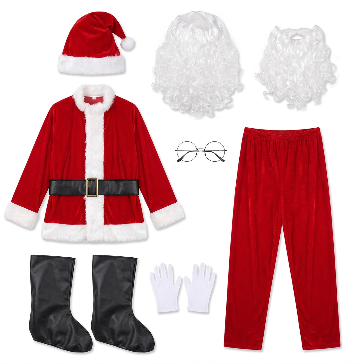 Santa Claus Outfit - Complete Velvet Santa Suit for Adults