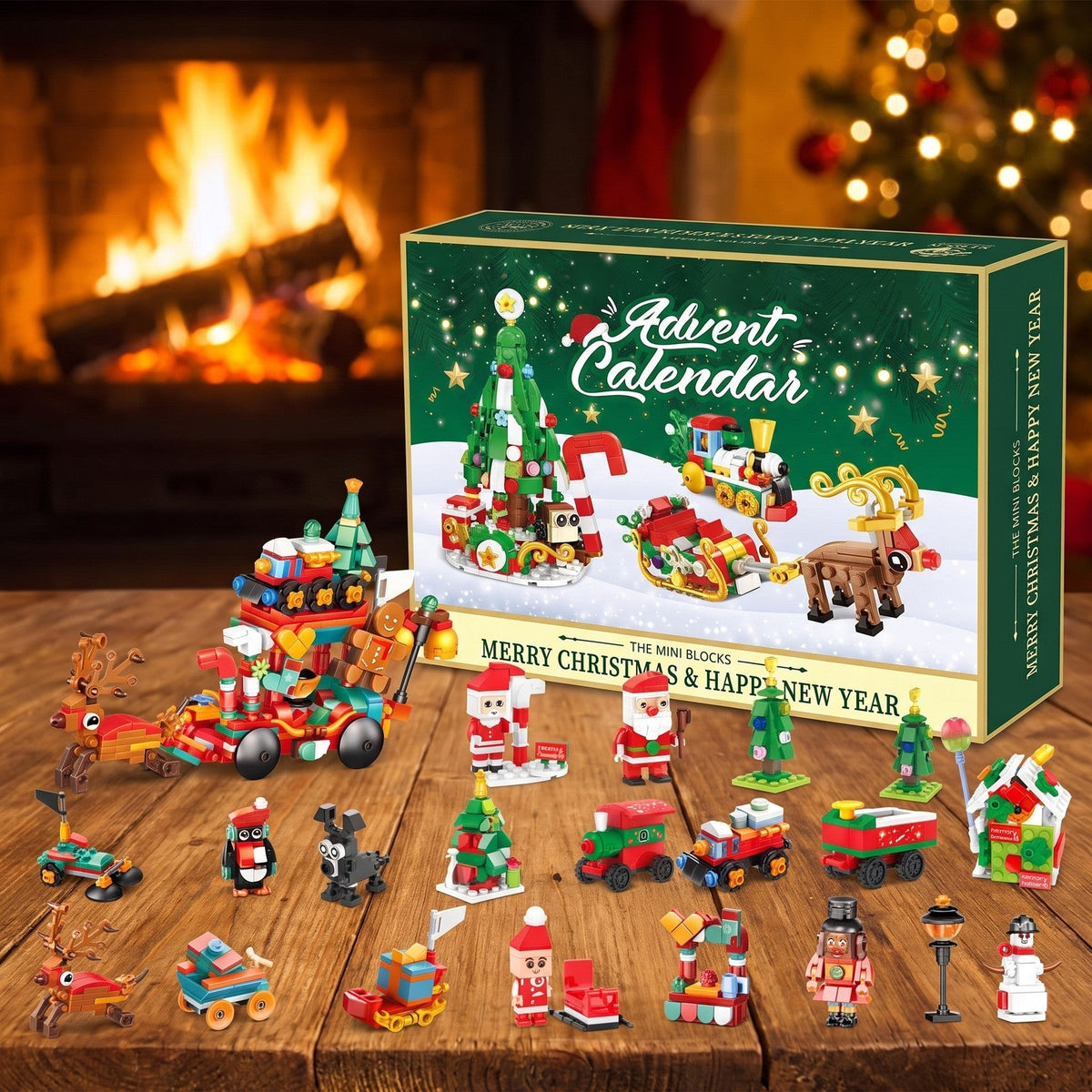 Christmas Mini Building Blocks Advent Calendar, Santa's Sleigh, Trains and Village