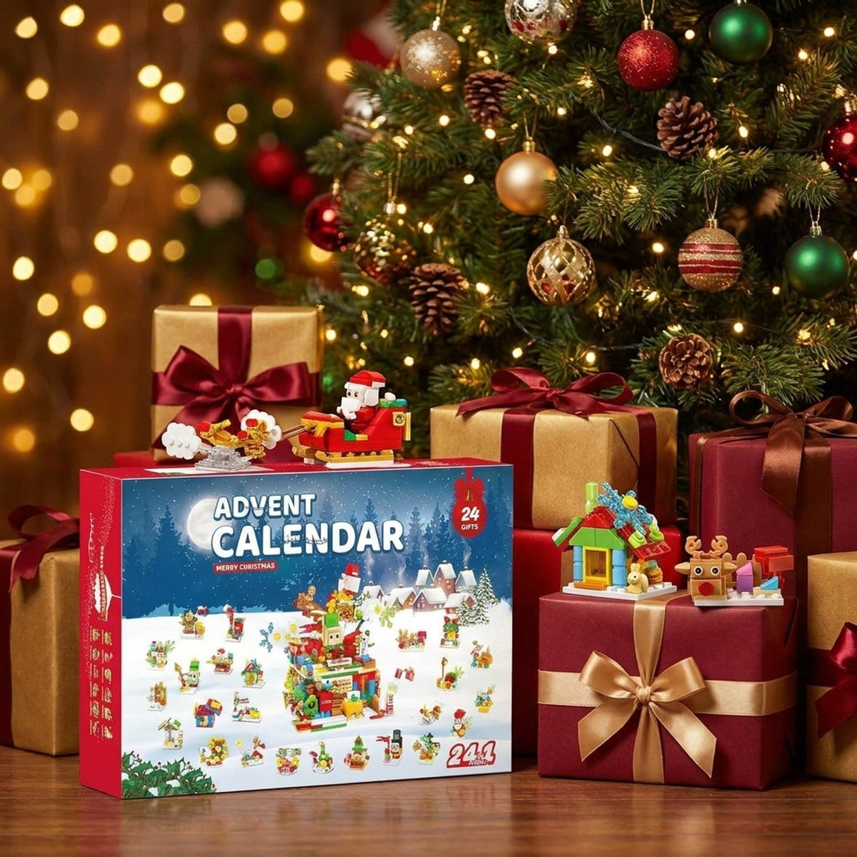 24-in-1 Santa's Workshop Building Block Advent Calendar, 769 Pieces
