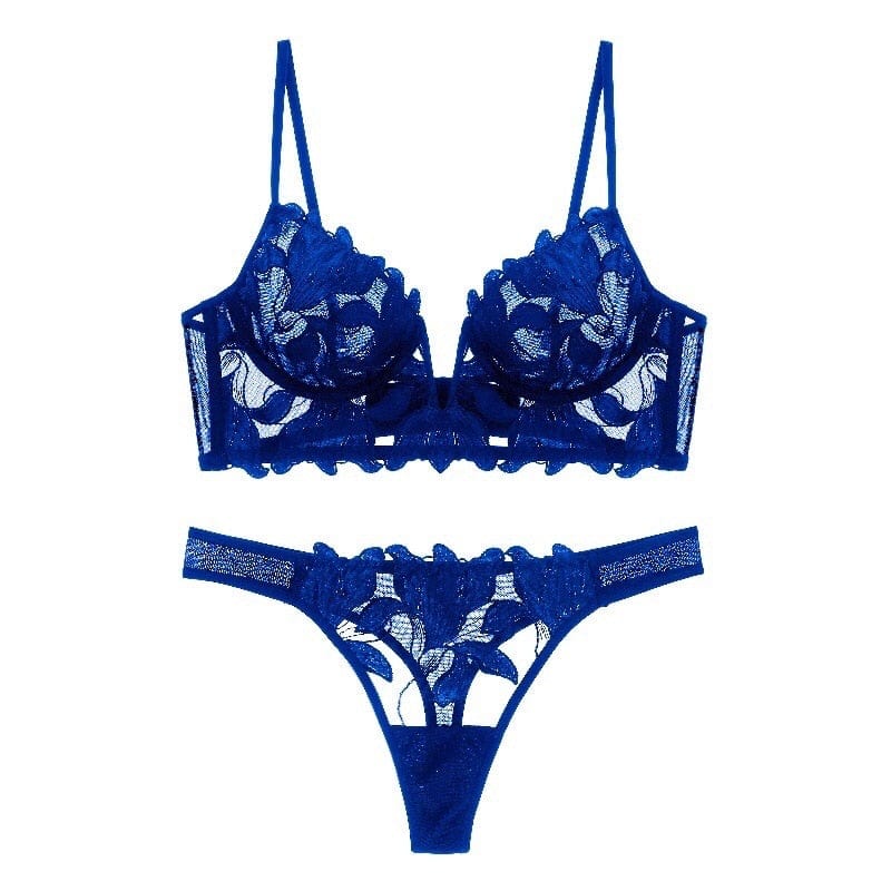 Ensemble de lingerie en dentelle française sexy avec décolleté en V plongeant