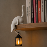 Shelf-Edge Cat Figurine LED Lantern