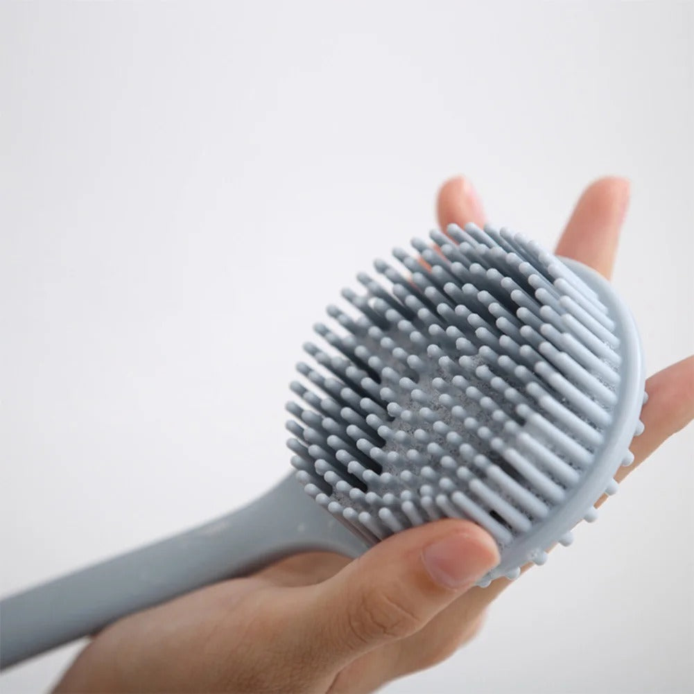 Silicone Shower Brush with Long Handle – Exfoliate and Massage