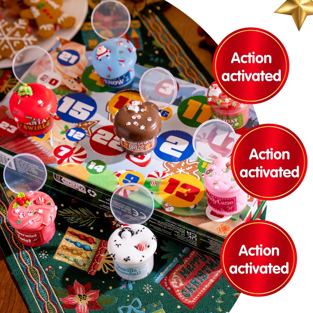 Slime Advent Calendar Box with 8 Jars and 16 Add-On Packs of Charms and Sprinkles for Holiday Mixing