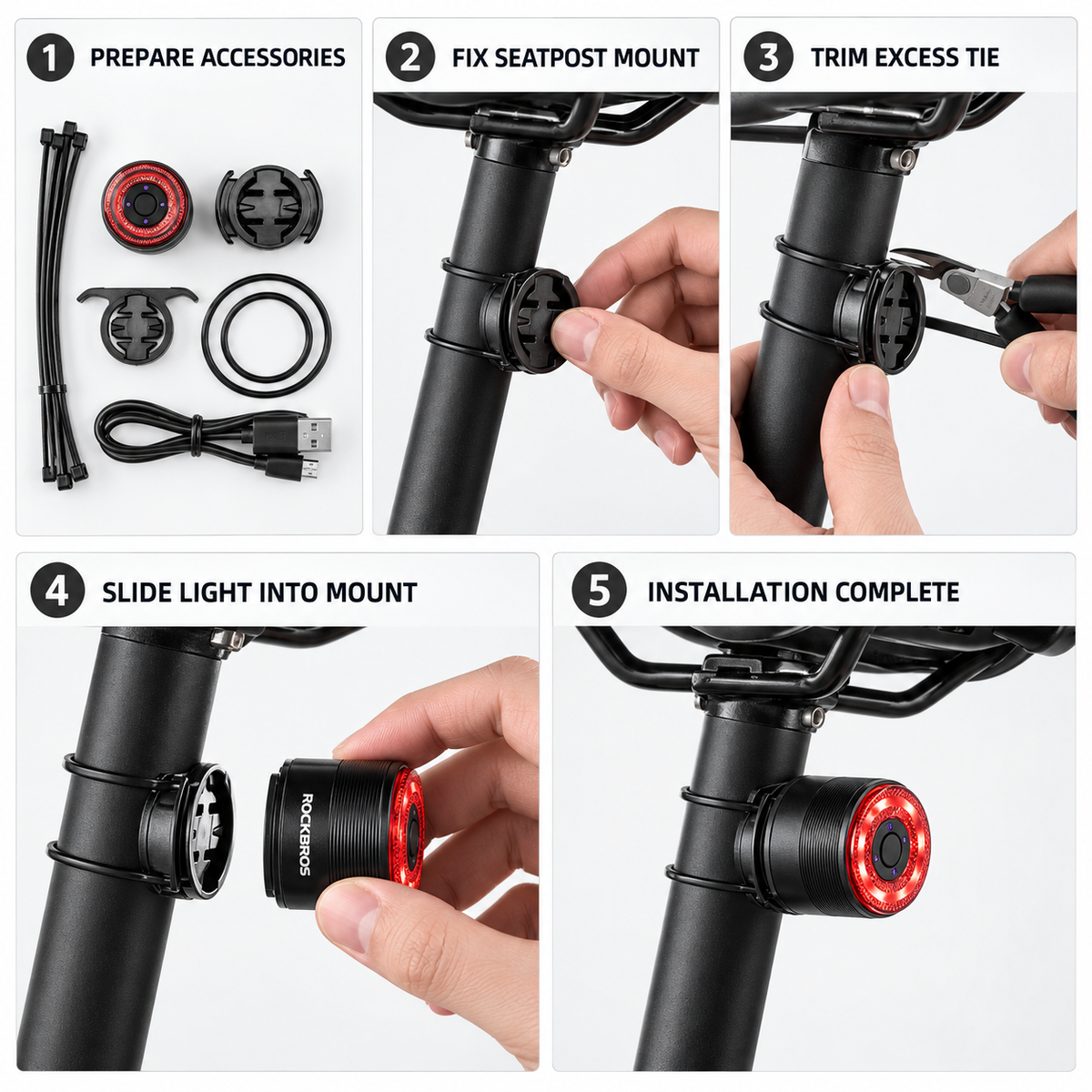 Feu arrière de vélo intelligent automatique