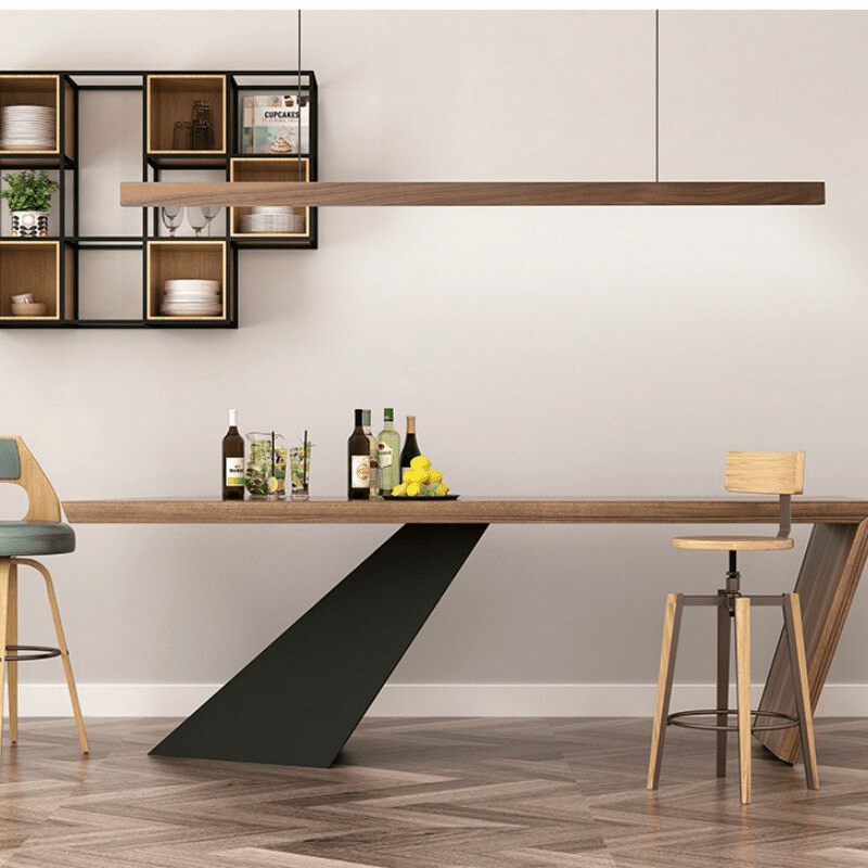 SolaraWood Adjustable Height LED Pendant Light for Dining Rooms
