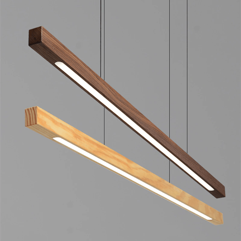 SolaraWood Adjustable Height LED Pendant Light for Dining Rooms