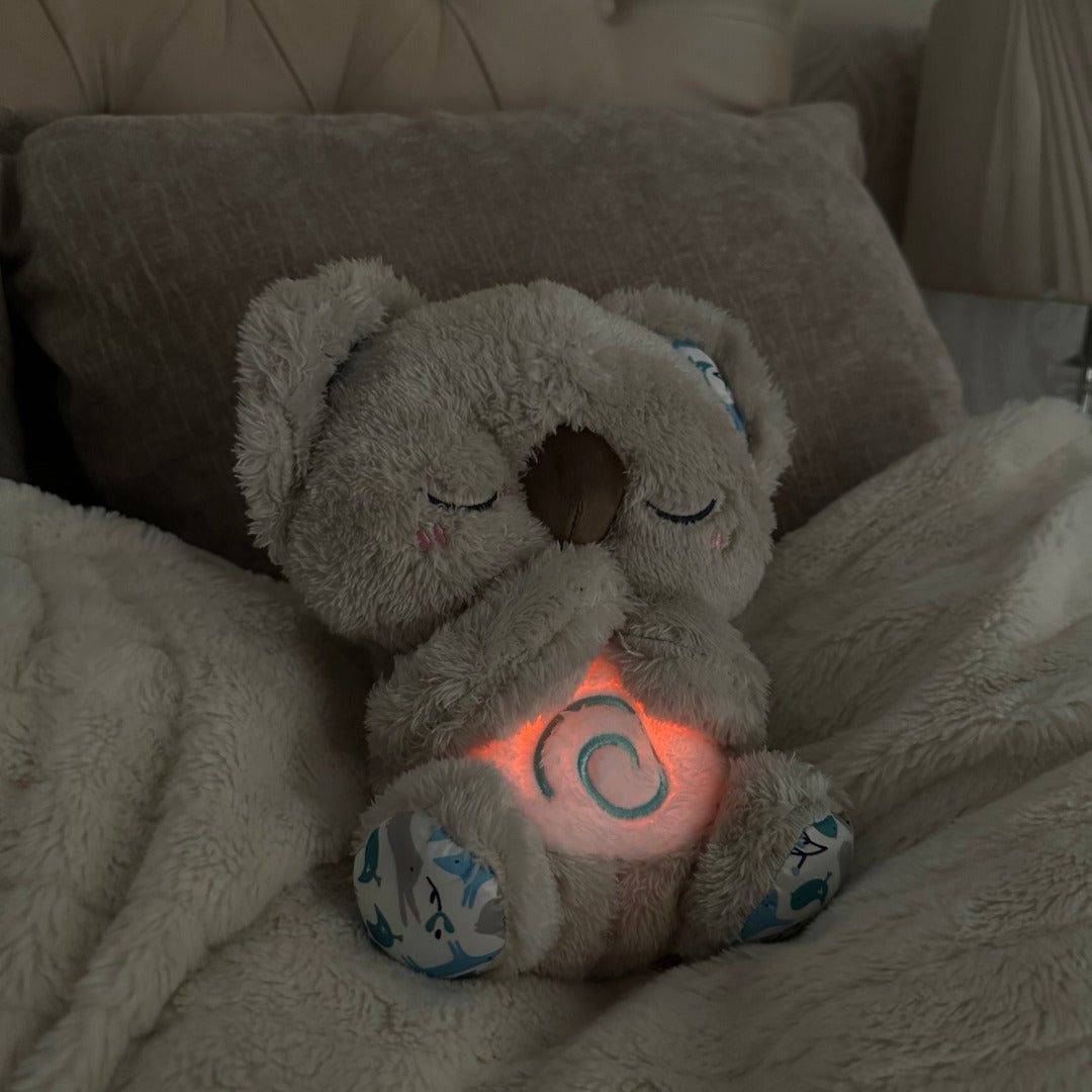 Soothing Koala Breathing Toy | Rhythmic Breathing Simulator | Tactile Haptic Sound Therapy Ultrasonic | Integrated LED Night Light | Weighted Plush Companion