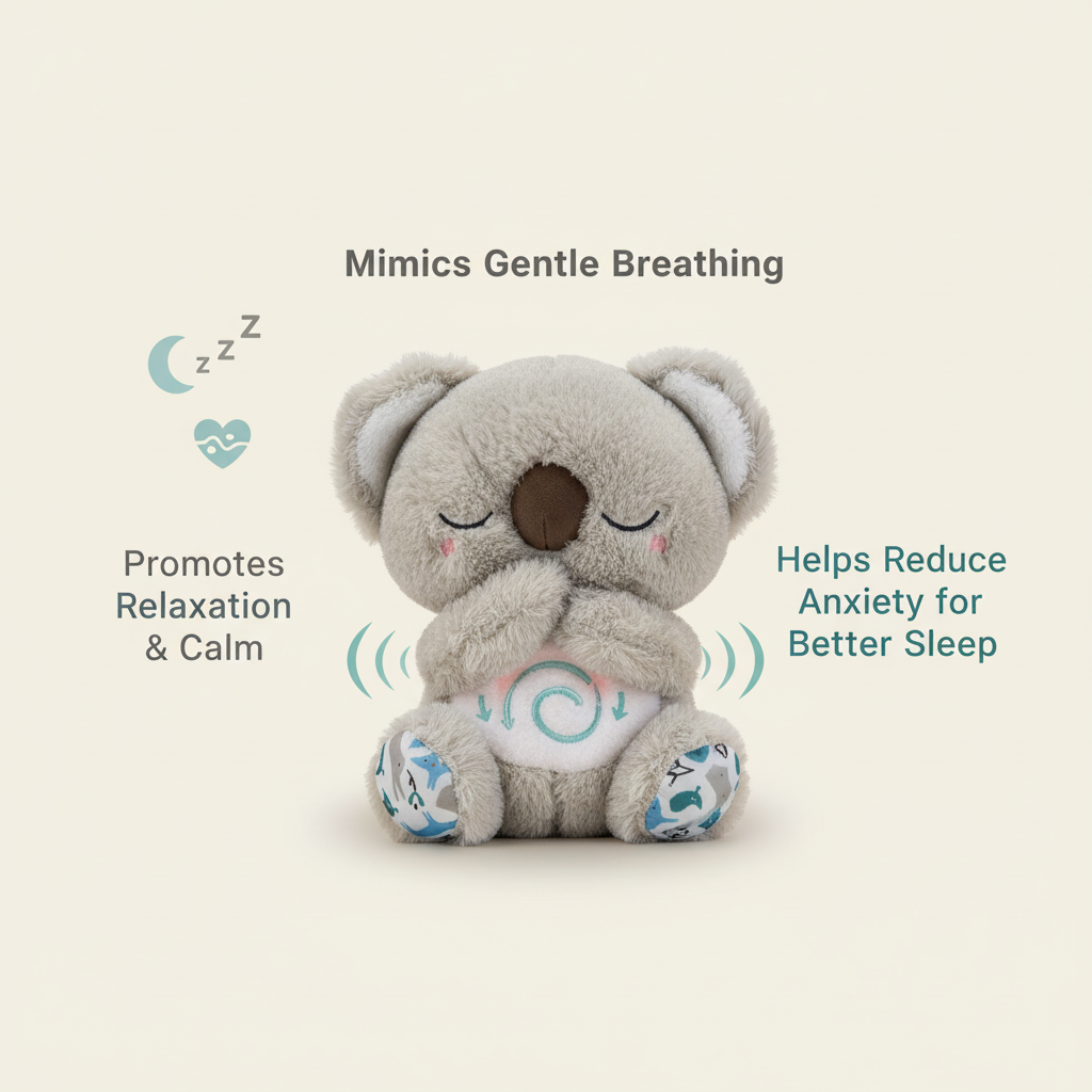 Soothing Koala Breathing Toy | Rhythmic Breathing Simulator | Tactile Haptic Sound Therapy Ultrasonic | Integrated LED Night Light | Weighted Plush Companion