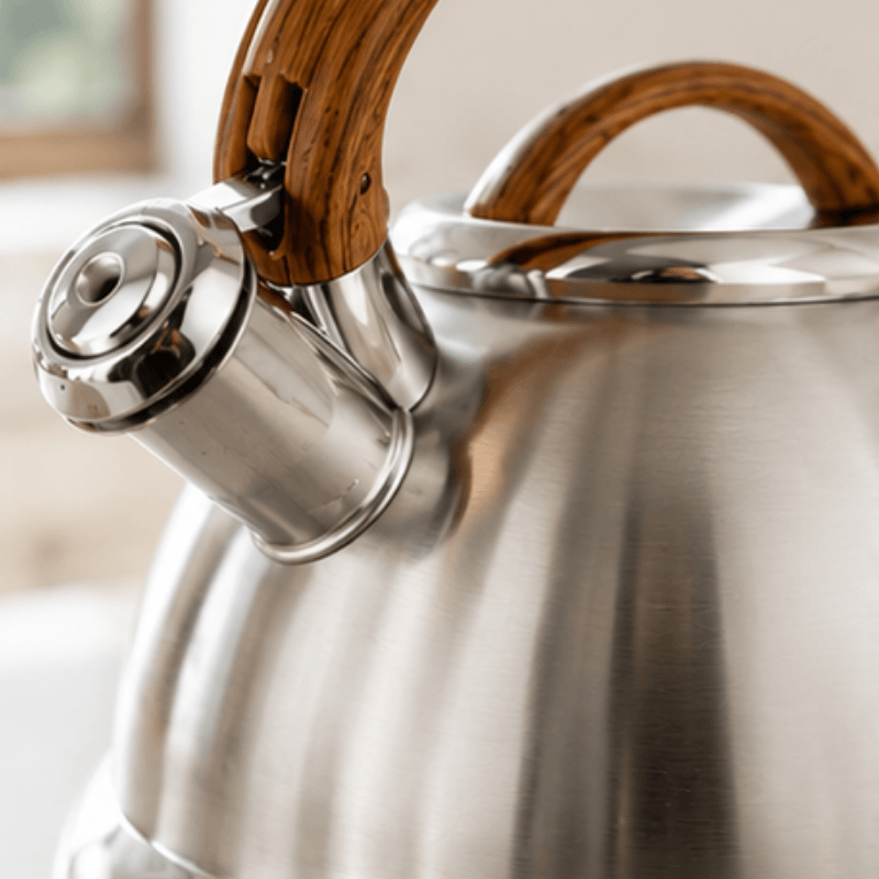 Bouilloire sifflante en acier inoxydable — conception durable et versement fluide